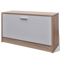 Berkfield Home Oak & White 3-in-1 Wooden Shoe Cabinet Set in Brown - thumbnail 6