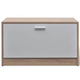 Berkfield Home Oak & White 3-in-1 Wooden Shoe Cabinet Set in Brown - thumbnail 5