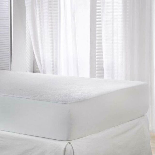 Gr8 Home Waterproof Terry Towel Mattress Protector Fitted Bed Sheet Cover in White - Size: King - image 1