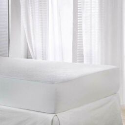 Gr8 Home Waterproof Terry Towel Mattress Protector Fitted Bed Sheet Cover in White - Size: King - thumbnail 1