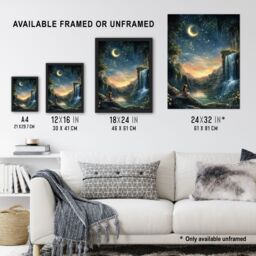 "Artery8 Wendy in Neverland Lake Magical Forest Waterfall Wall Art Print in Blue - Size: W18"" x H24""" - thumbnail 3