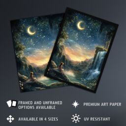 "Artery8 Wendy in Neverland Lake Magical Forest Waterfall Wall Art Print in Blue - Size: W18"" x H24""" - thumbnail 2
