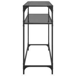 Berkfield Home Modern Console Table with Black Glass Top98x35x81 cm Steel - Size: 98 x 35 x 81 cm - thumbnail 5