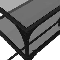 Berkfield Home Modern Console Table with Black Glass Top98x35x81 cm Steel - Size: 98 x 35 x 81 cm - thumbnail 7