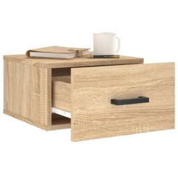 Berkfield Home Wall-mounted Bedside Cabinet Sonoma Oak 35x35x20 cm in Brown - Size: 35 x 35 x 20 cm - thumbnail 4