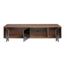 Angel Cerda Walnut TV Unit with Black Mirror Glass & Black Steel in Brown - thumbnail 5