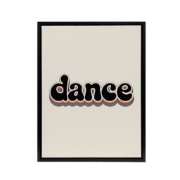 "Artery8 Dance Colourful Retro Rainbow Font Typography Framed Canvas Art Print in Beige - Size: W12"" x H16""" - thumbnail 1