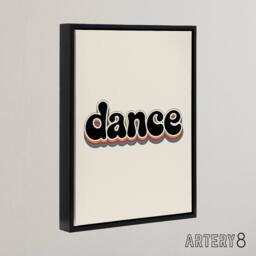 "Artery8 Dance Colourful Retro Rainbow Font Typography Framed Canvas Art Print in Beige - Size: W12"" x H16""" - thumbnail 2