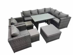 Fimous Patio Furniture Sets with Dining Table 3 Stools 2 Chair in Dark Grey - thumbnail 1