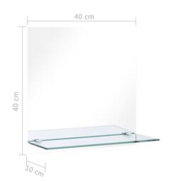 Berkfield Home Wall Mirror with Shelf 40x40 cm Tempered Glass - thumbnail 6