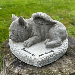 Animal Crackers French Bulldog Memorial 'Forever In Our Hearts' Stone Effect Dog Pet Loss Gift in Grey - thumbnail 1
