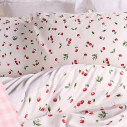 OHS Ditsy Cherry Bedding Microfibre Duvet Cover Set with Pillowcase in White - Size: Single - thumbnail 4
