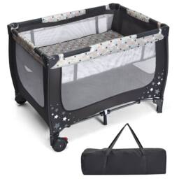 Costway 2-in-1 Baby Playpen Foldable Bassinet Bed Activity Center w/ Mattress - thumbnail 3