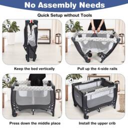 Costway 2-in-1 Baby Playpen Foldable Bassinet Bed Activity Center w/ Mattress - thumbnail 7