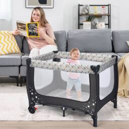 Costway 2-in-1 Baby Playpen Foldable Bassinet Bed Activity Center w/ Mattress - thumbnail 4