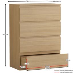 Home Discount Vida Designs Denver Bedroom Set (2 Dr Bedside, 4 Dr Chest, Wardrobe) in Brown - thumbnail 3