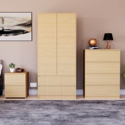 Home Discount Vida Designs Denver Bedroom Set (2 Dr Bedside, 4 Dr Chest, Wardrobe) in Brown - thumbnail 6