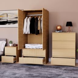 Home Discount Vida Designs Denver Bedroom Set (2 Dr Bedside, 4 Dr Chest, Wardrobe) in Brown - thumbnail 5