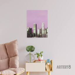 "Artery8 Skyline view of Los Angeles California Highsmith Canvas Wall Art Print in Pink - Size: W18"" x H24""" - thumbnail 3