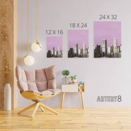 "Artery8 Skyline view of Los Angeles California Highsmith Canvas Wall Art Print in Pink - Size: W18"" x H24""" - thumbnail 4