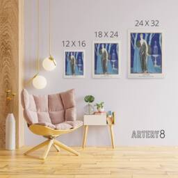 "Artery8 Alcyone Fashion Worth Advert Barbier Vintage Canvas Wall Art in Blue - Size: W18"" x H24""" - thumbnail 4
