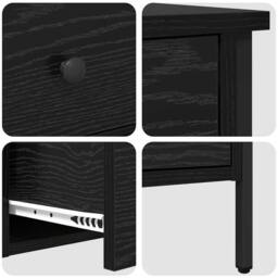 Berkfield Home Modern Bedside Cabinet Black Oak 40x42x50 cm Engineered Wood - Size: 40 x 42 x 50 cm - thumbnail 9