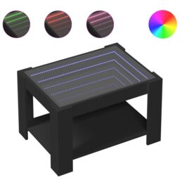 Berkfield Home Coffee Table with LED Black 73x53x45 cm Engineered Wood - Size: 73 x 53 x 45 cm - thumbnail 2