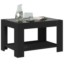 Berkfield Home Coffee Table with LED Black 73x53x45 cm Engineered Wood - Size: 73 x 53 x 45 cm - thumbnail 5