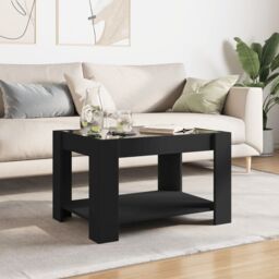 Berkfield Home Coffee Table with LED Black 73x53x45 cm Engineered Wood - Size: 73 x 53 x 45 cm - thumbnail 4