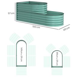 OUTSUNNY 2-Tier Metal Planter Box with Safety Edging, Dark Green - thumbnail 3