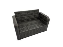 Fimous 6-seater Patio Rattan Garden Furniture Dining Set with 2 Small Stools in Dark Grey - thumbnail 5