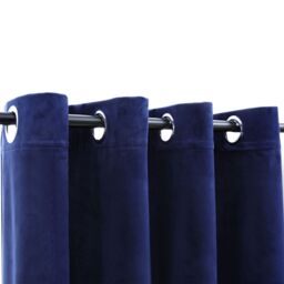Berkfield Home Blackout Curtains with Rings 2 pcs Velvet Dark Blue 140x225 cm - thumbnail 3