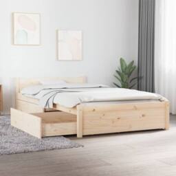 Berkfield Home Beautiful Bed Frame with Drawers 90x200 cm in Natural - thumbnail 2