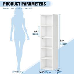 Nordara White 5Tier Cube Storage Bookcase White - thumbnail 2