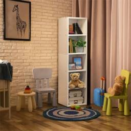 Nordara White 5Tier Cube Storage Bookcase White - thumbnail 3