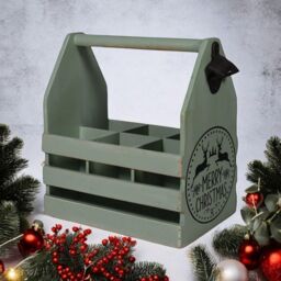 Minster 6 Bottle Holder with Opener - L19 x W27 x H30 cm - Rustic Green - Size: 1 Pack - thumbnail 1