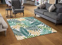 Benjamin Tate Design Tropical Palm Leaves Designer Rug in Natural - Size: Large - thumbnail 2
