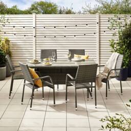 FurnitureboxUK Antigua 6 Seater Rattan Outdoor Garden Dining Set, PE Rattan, 6 Seat Garden Table & Chair Set, Weather Resistant in Grey - thumbnail 2