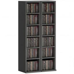NESTLUNE Set of 2 CD Storage Units DVD Shelf in Black - Size: 100 cm x 15 cm - thumbnail 1