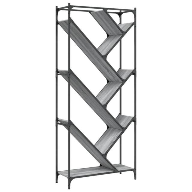 Berkfield Home Bookcase Grey Sonoma 79x30x180 cm Engineered Wood & Metal - Size: 79 x 30 x 180 cm - image 1