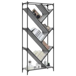 Berkfield Home Bookcase Grey Sonoma 79x30x180 cm Engineered Wood & Metal - Size: 79 x 30 x 180 cm - thumbnail 4