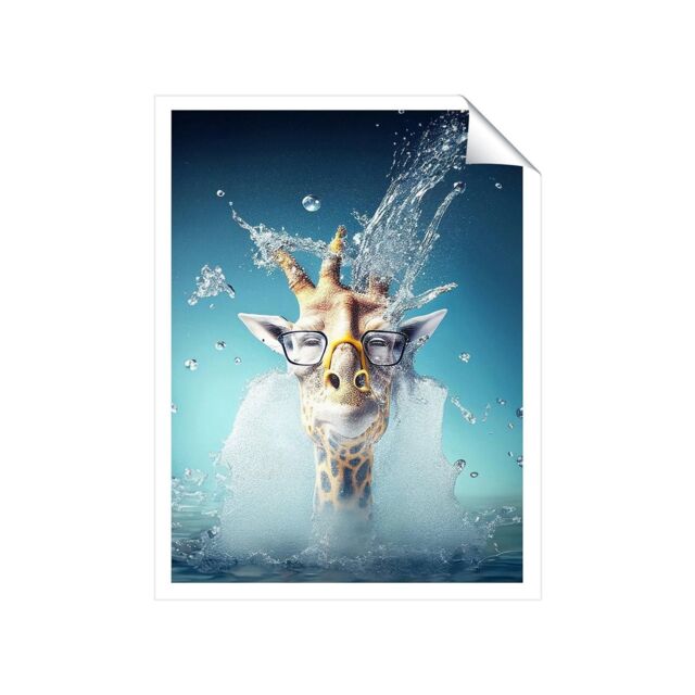 "Warren Reed - Designer Giraffe With Glasses Splashart Unframed Art Print - Size: W24"" x H36""" - image 1