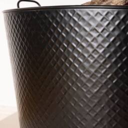 Charles Bentley Willow Fireside Log Bucket Iron Oval Opening Black Matte Finish - Size: Large - thumbnail 2