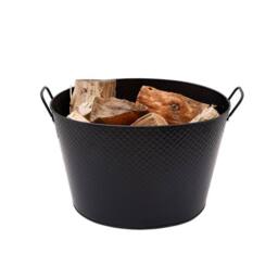 Charles Bentley Willow Fireside Log Bucket Iron Oval Opening Black Matte Finish - Size: Large - thumbnail 6
