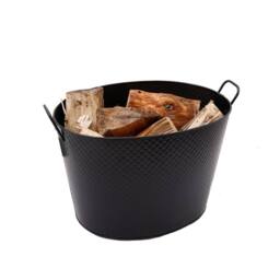 Charles Bentley Willow Fireside Log Bucket Iron Oval Opening Black Matte Finish - Size: Large - thumbnail 5