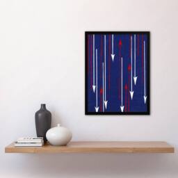 Artery8 Red Blue Arrows Textile Pattern Retro Japan Framed Wall Art Print Korin - Size: A4 - thumbnail 4