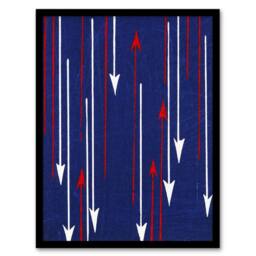 Artery8 Red Blue Arrows Textile Pattern Retro Japan Framed Wall Art Print Korin - Size: A4 - thumbnail 1