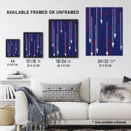 Artery8 Red Blue Arrows Textile Pattern Retro Japan Framed Wall Art Print Korin - Size: A4 - thumbnail 3