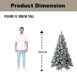 Shatchi 5FT Frosted Snowy Boulder Pine Helsinki Fir Green Tips Bushy Artificial Plain Christmas Tree in White - thumbnail 5