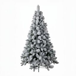 Shatchi 5FT Frosted Snowy Boulder Pine Helsinki Fir Green Tips Bushy Artificial Plain Christmas Tree in White - thumbnail 4